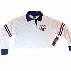 Netflix Stranger Things Hellfire Club Graphic Cropped Polo Women's M New W Tags